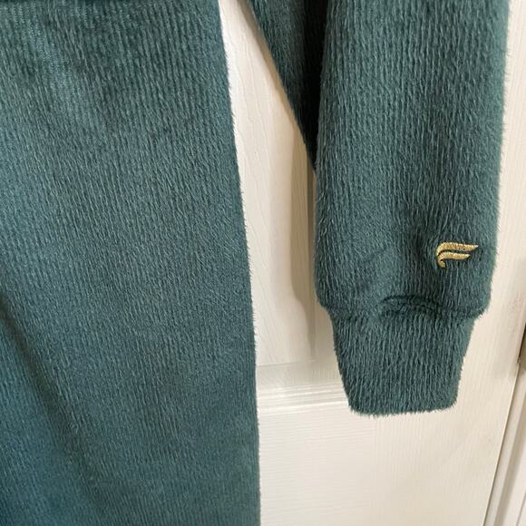 Fabletics Cozy Cord Zip Jumpsuit Plush Sz XS Green Pockets Loungewear Athleisure - Picture 2 of 14